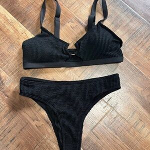 SHEIN Black Bandeau Bikini with High-Cut Legs